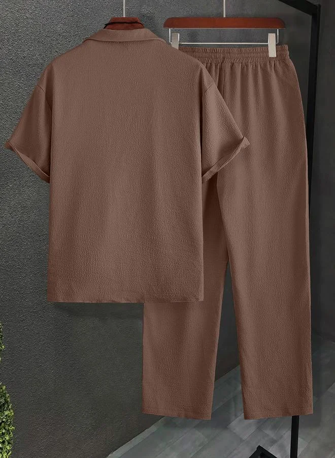 Take Two Men Short Sleeve Shirt and Drawstring Pants Co-Ords